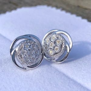 💎🆕 SAVVY CIE JEWELS Sterling Silver Bright Cut Diamond Earrings